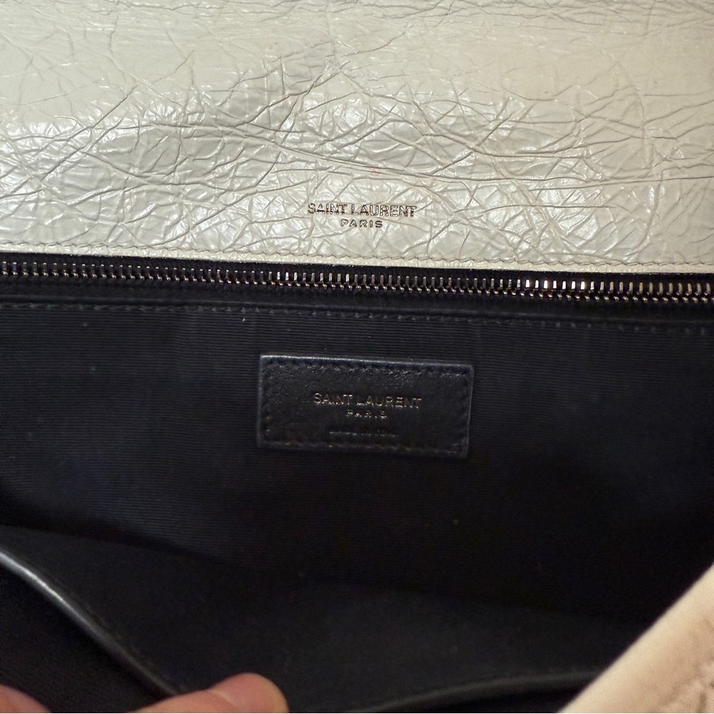 Saint Laurent Niki Medium Flap YSL Shoulder Bag in White‎ Crinkled Leather - Picture 9 of 16